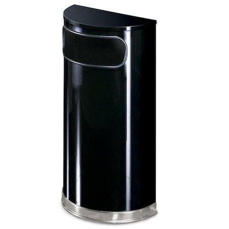 Rubbermaid Commercial 9 gal Half-Round Indoor Metal Can, Black/Chrome, Stainless Steel, 18 in RCPSO820PLBK